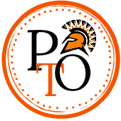 black and orange circular logo